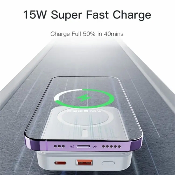 Yesido YP45 10000mAh Power Bank 15W Magnetic Adsorption Phone Wireless Charger(White)