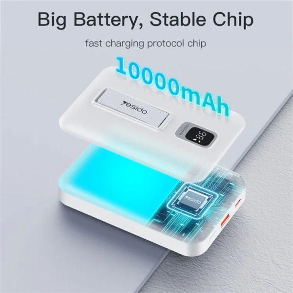 Yesido YP45 10000mAh Power Bank 15W Magnetic Adsorption Phone Wireless Charger(White)