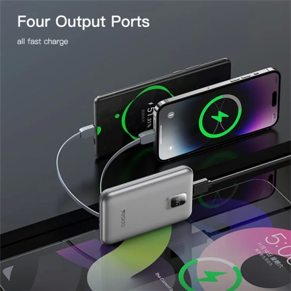 Yesido YP48 Compact Size 10000mAh Power Bank Portable Charger with 8-Pin+Type-C Cable