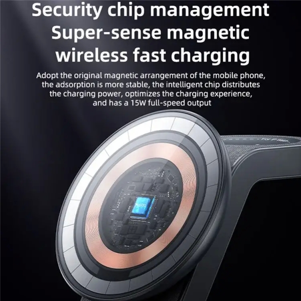 Yesido DS26 4-in-1 Magnetic Wireless Charging Stand with Night Light(Black)