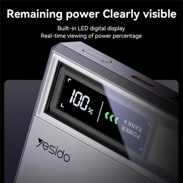 Yesido YP61 Type-C + USB Dual Port 10000mAh 15W Wireless Charging Magnetic Power Bank(Grey)