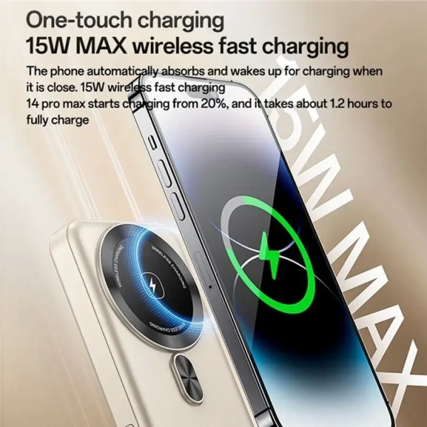 Yesido YP60 Type-C + USB Dual Port 10000mAh Wireless Charging Magnetic Power Bank with Bracket(Gold)
