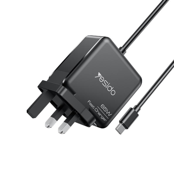 Yesido YC93 PD65W Power Adapter 2m USB-C / Type-C Cable Laptop Charger, UK Plug(Black)