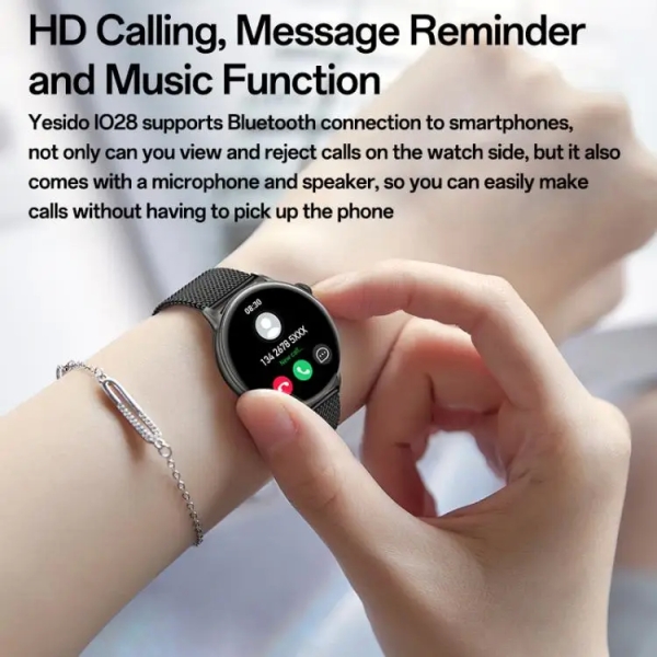 Yesido IO28 Smart Watch, 1.51 inch Screen, Support BT Call / Heart Rate (Black)