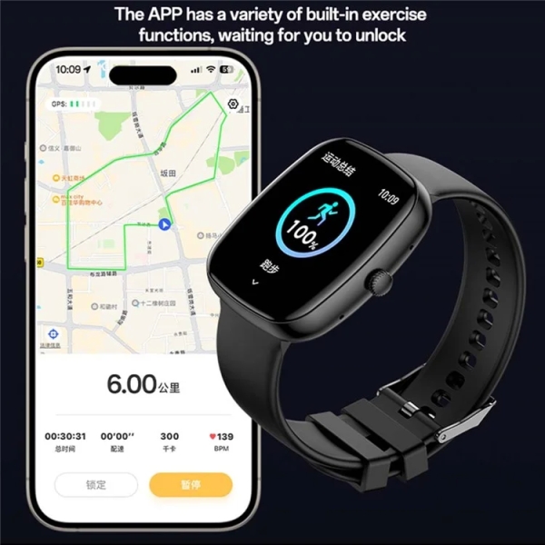 Yesido IO22 Waterproof Smart Watch, 1.83 inch Screen, Support BT Call / Health Monitor(Black)