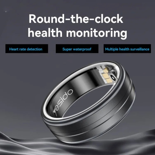 Yesido IO32 Health Monitor Smart Ring, Support Body Temperature / Heart Rate / Blood Pressure / Female Physiological Reminder(Black)