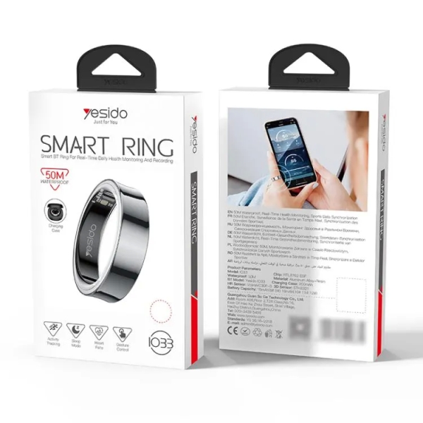 Yesido IO33 Health Monitor Smart Ring, Support Body Temperature / Heart Rate / Blood Pressure / Female Physiological Reminder(Black)