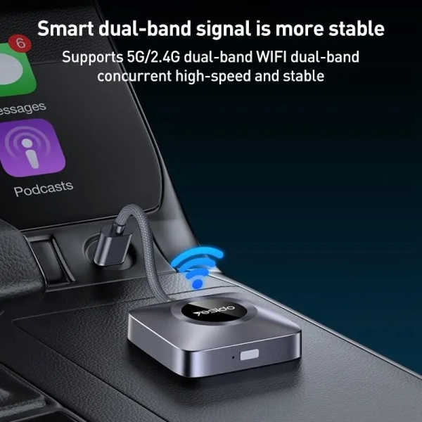 Yesido KM23 Wireless CarPlay with USB to Type-C Adapter(Grey)