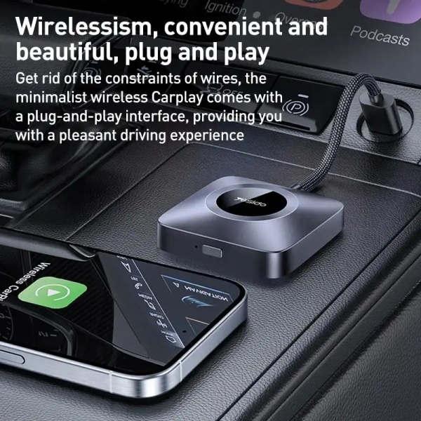Yesido KM23 Wireless CarPlay with USB to Type-C Adapter(Grey)