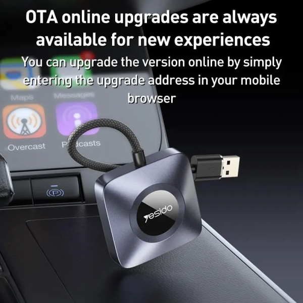 Yesido KM23 Wireless CarPlay with USB to Type-C Adapter(Grey)