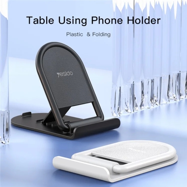 Yesido C141 Mini Folding Hands-free Phone Holder 4 Angles Adjustable Anti-slip Desktop Stand (Black)