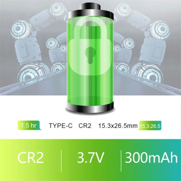 SMARTOOOLS 2Pcs CR2 Li-ion Battery 3.7V 300mAh Rechargeable Batteries for Digital Camera GPS Security Medical Equipment