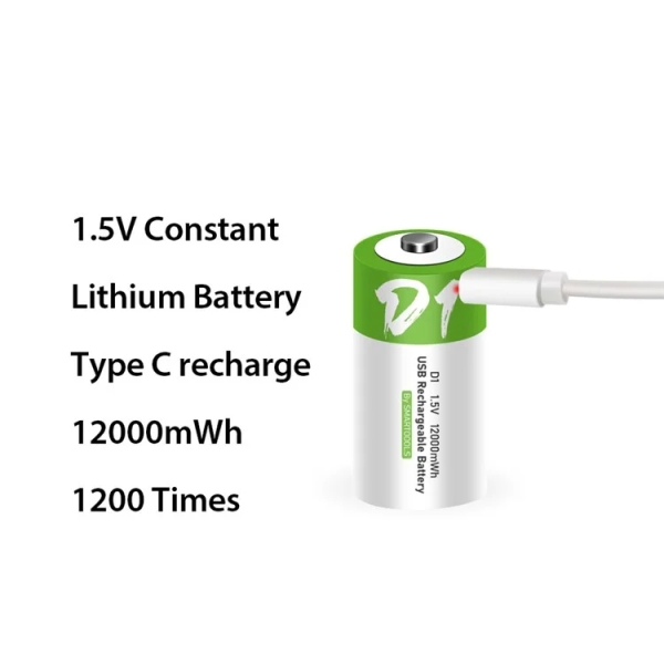 SMARTOOOLS 1Pc D1 12000mWh 1.5V Rechargeable Li-ion Battery Flashlight CNC Machine Battery Replacement