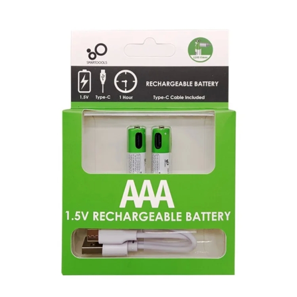 SMARTOOOLS 2Pcs 1.5V 750mWh AAA Rechargeable Li-ion Battery for Remote Control Wireless Mouse Toy