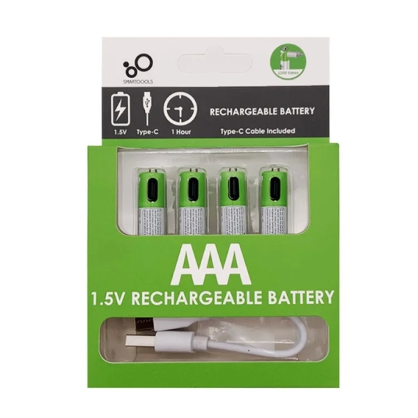 SMARTOOOLS 4Pcs Rechargeable 1.5V 750mWh High Capacity AAA Li-ion Battery for Remote Control Wireless Mouse Toy