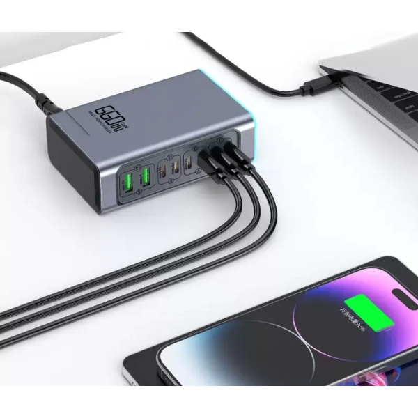 WLX-F8L 660W GaN 8-Port Fast Charger PD/QC3.0 Charging Station