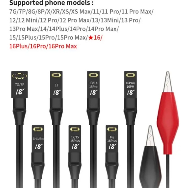18 Kinds Power Boot Cable for iPhone 7 to 16 Pro Max  (8 in 1)