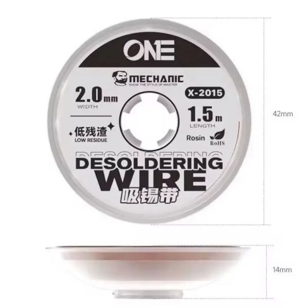 Mechanic ONE Series 1.5M Low Residue Desoldering Wick (5Pcs)