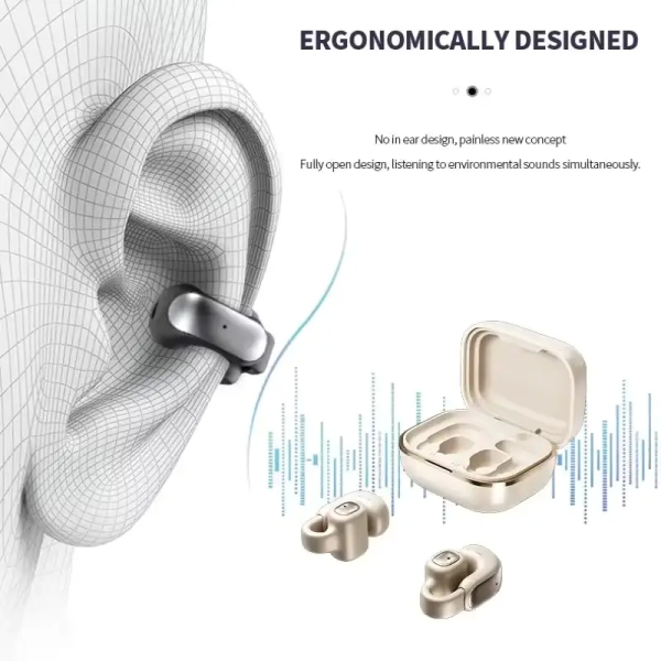 YX42 Ear Clip Wireless Bluetooth 5.4 Headphones Intelligent Touch Screen Support TF Card