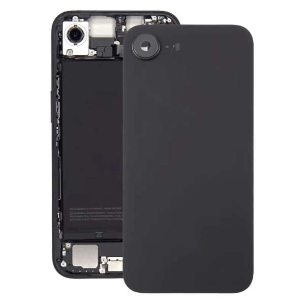 Back Glass With Camera Lens Cover For iPhone 16e - Black