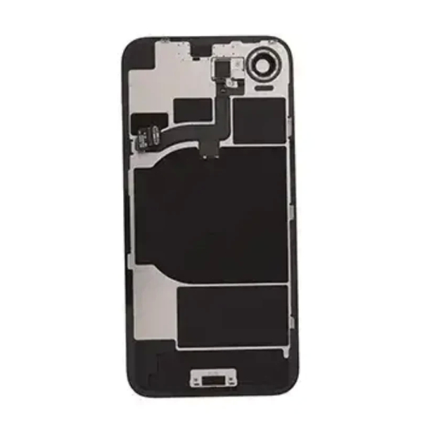 Back Glass w/ Camera Lens / Steel Plate / Wireless NFC Charging MagSafe Magnet / Flashlight Flex for iPhone 16e- Black