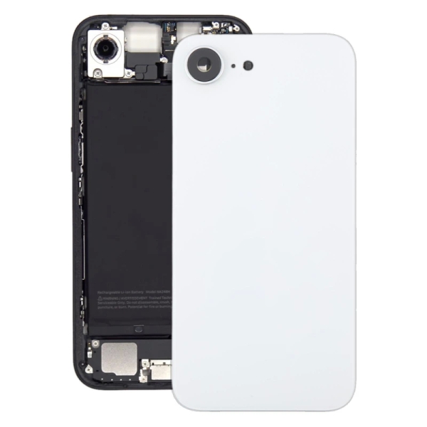 Back Glass w/ Camera Lens / Steel Plate / Wireless NFC Charging MagSafe Magnet / Flashlight Flex for iPhone 16e- White