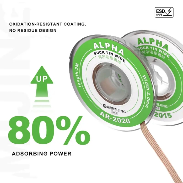 (10 Pack) Mijing AR-2015 / AR-2020 Alpha Tin-Absorbing Wire for Motherboard IC Chip Cleaning