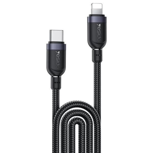 Yesido CA193 27W Type-C to 8 Pin Aluminum Alloy Data Cable, Length: 3m(Black)