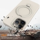 For iPhone 13 Pro Max Liquid Silicone MagSafe Magnetic Phone Case with Ring Holder(Antique White)