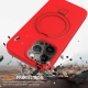 For iPhone 13 Pro Max Liquid Silicone MagSafe Magnetic Phone Case with Ring Holder(Red)