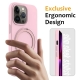 For iPhone 13 Pro Max Liquid Silicone MagSafe Magnetic Phone Case with Ring Holder(Grey Pink)