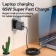 Yesido YC75 PD65W Power Adapter 2m USB-C / Type-C Cable Laptop Charger, EU Plug(Black)