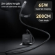 Yesido YC93 PD65W Power Adapter 2m USB-C / Type-C Cable Laptop Charger, UK Plug(Black)