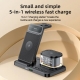 Yesido DS22 5 in 1 Multifunction Clock Wireless Fast Charge Station For iPhone / Apple Watch / AirPods(Black)