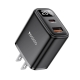 Yesido YC12U 20W USB-C / Type-C + USB Digital Display Charger, US Plug(Black)