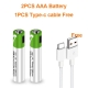 SMARTOOOLS 2Pcs 1.5V 750mWh AAA Rechargeable Li-ion Battery for Remote Control Wireless Mouse Toy