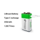 SMARTOOOLS 1Pc 9V 650mAh Type-C Rechargeable Battery Li-ion Battery for RC Helicopter Multimeter